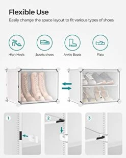 SONGMICS Shoe Rack, 6 Cubes Shoe Organizer With Doors, 24 Pair Plastic Shoe Storage Cabinet, For Bedroom, Entryway, Steel Frame, Plastic Panel, White ULPC033W01 15 SONGMICS Shoe Rack, 6 Cubes Shoe Organizer With Doors, 24 Pair Plastic Shoe Storage Cabinet, For Bedroom, Entryway, Steel Frame, Plastic Panel, White ULPC033W01 -Amazon Store 410JEITCtgL
