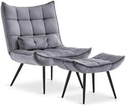 MCombo Accent Chair With Ottoman, Velvet Modern Tufted Wingback Club Chair, Upholstered Leisure Chairs With Metal Legs For Bedroom Living Room 4079 (Burgundy) 22 MCombo Accent Chair With Ottoman, Velvet Modern Tufted Wingback Club Chair, Upholstered Leisure Chairs With Metal Legs For Bedroom Living Room 4079 (Burgundy) -Amazon Store 410JxfbOjuL. AC