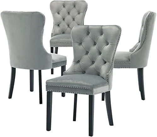 Chairus Dining Chairs Set Of 2 With Tufted High Back, Velvet Upholstered Dining Room Chairs Modern Elegant Nailhead Trim Ring Pull - Ivory 2PCS 16 Chairus Dining Chairs Set Of 2 With Tufted High Back, Velvet Upholstered Dining Room Chairs Modern Elegant Nailhead Trim Ring Pull - Ivory 2PCS - Image 14