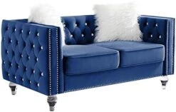 Mikibama Velvet Loveseat Sofa 59 Inch Jeweled Buttons Tufted Loveseat With Acrylic Crystal Legs And 2 Pillows Modern Furniture For Living Room, Bedroom(Grey) -Amazon Store 410PuSo8vL. AC