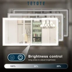 TETOTE 48 X 24 Bathroom LED Mirror Bedroom LED Mirror Bathroom Mirror With Lights Home Decor Vanity Makeup Mirror Dimmable Anti-Fog Wall Mounted Birthday Gift Wedding Gift Double Sink -Amazon Store 410UFaYDPSL