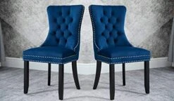 Set Of 2 Dining Chairs Modern For Dining Room Kitchen Accent Side Chair Velvet Button Tufted Padded Cushion Seat And Back (Sapphire Blue) -Amazon Store 410XiviRACL