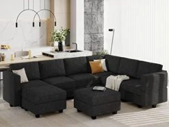 Belffin Large Modular Sectional Sofa U Shaped Couch Set With Storage Convertible Large Couch U Shape Set Reversible Chaise Dark Grey -Amazon Store 410Y5DTz2AL. AC