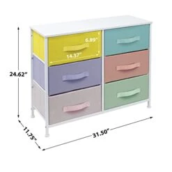 Sorbus Dresser With 6 Drawers - Furniture Storage Tower Unit For Bedroom, Hallway, Closet, Office Organization - Steel Frame, Wood Top, Easy Pull Fabric Bins (Pastel/White) 13 Sorbus Dresser With 6 Drawers - Furniture Storage Tower Unit For Bedroom, Hallway, Closet, Office Organization - Steel Frame, Wood Top, Easy Pull Fabric Bins (Pastel/White) -Amazon Store 410ZQhCMwTL