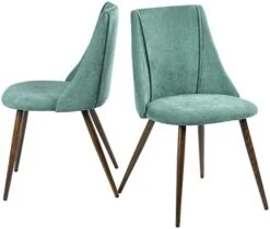 FurnitureR Mid-Century Dining Room Chairs Set Of 2, Side Chair Velvet Upholstered Seat With Metal Frame, Yellow -Amazon Store 410aGyRyzCL. AC