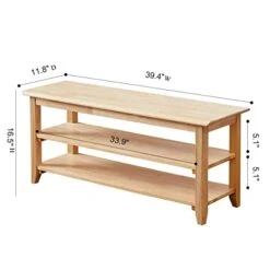 Dewfig Shoe Rack Bench, 3-Tier Shoe Shelf Organizer,10-Pairs Entryway Storage Bench For Hallway, Bedroom, Living Room, Bedroom, Hold Up To 550 Lbs, Solid Wood, Natural