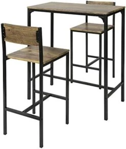 Haotian OGT03-HG, Bar Set-1 Bar Table And 2 Stools, 3 Pieces Home Kitchen Breakfast Bar Set Furniture Dining Set, 33.7 ”Height Table -Amazon Store 4111wGxoklL. AC