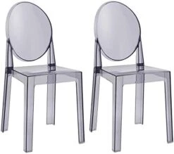 2xhome - Set Of Two (2) - Clear - Large Size - Modern Ghost Side Chair Ghost Chair Clear Victoria Chairs Dining Room Chair - Accent Seat - Lounge No Arms Armless Arm Less Chairs -Amazon Store 4112eu8eq5L. AC