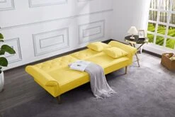 Lepfun Velvet Futon Sofa Bed, Memory Foam Couch Set, Upholstered Modern Daybed Convertible Folding Loveseat Recliner With Pillows And Wooden Frame For Compact Living Room,Apartment,Dorm,Office(Yellow) -Amazon Store 4113czRq0xL