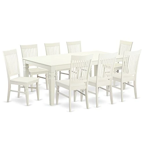 East West Furniture Dining Table Set, 9-Piece, ALGWE9-LWH-W 4 East West Furniture Dining Table Set, 9-Piece, ALGWE9-LWH-W - Image 2