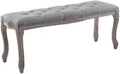Modway Regal Vintage French Upholstered Bench In Light Gray -Amazon Store 411Ek1VbmL. AC