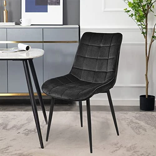 Payeel Upholstered Velvet Dining Chairs Set Of 4 Modern Tufted Dining Side Chairs W/Metal Legs Modern Cushion Seats And Back For Living Kitchen, Vanity, And Waiting Room(Black) 7 Payeel Upholstered Velvet Dining Chairs Set Of 4 Modern Tufted Dining Side Chairs W/Metal Legs Modern Cushion Seats And Back For Living Kitchen, Vanity, And Waiting Room(Black) - Image 5
