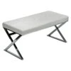 Cortesi Home Zio Contemporary Metal Entryway X- Bench In Leather Like Vinyl, White, CH-OT168850