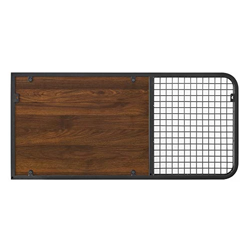 Walker Edison Hattie Industrial Metal Mesh And Wood Wall Organizer With Hooks, 42 Inch, Dark Walnut 8 Walker Edison Hattie Industrial Metal Mesh And Wood Wall Organizer With Hooks, 42 Inch, Dark Walnut - Image 6