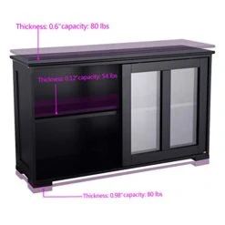 WATERJOY Kitchen Storage Sideboard, Stackable Buffet Storage Cabinet With Sliding Door Panels For Home Kitchen, Antique Black -Amazon Store 411HbxU1FxL