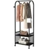 NEPHEW Home Hotel Hall Tree Clothing Rack With 2 Tier Metal Basket For Home Bedroom Laundry Small Place Entryway (Color : Black, Size : 60 * 35 * 170cm) -Amazon Store 411KVM826KL