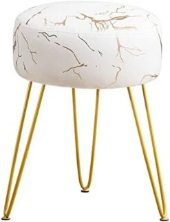 LUE BONA Vanity Stool, White Vanity Stools For Makeup Room, Round Ottoman Foot Stool, Velvet Footrest Vanity Chair For Bathroom Vanity, Bedroom, Living Room, Entryway, Offices -Amazon Store 411LpVCSqmL. AC