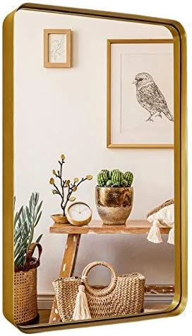 24"x36" Black Bathroom Mirror, Upgrade Metal Frame Wall Mounted With Rounded Corner For Entryways, Living Rooms 13 24"x36" Black Bathroom Mirror, Upgrade Metal Frame Wall Mounted With Rounded Corner For Entryways, Living Rooms - Image 11