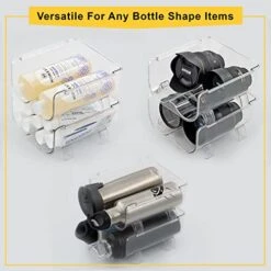 Smartified Fridge Wine & Water Bottle Holder Stand - Multipurpose Stackable Storage Organizer For Refrigerator Cabinet Kitchen Countertops Pantry Wine Cellar, Clear Plastic, 2 Packs Of 2-Bottle Rack -Amazon Store 411PyqsexfL