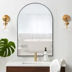COFENY Arched Mirror, 31"x33" Black Bathroom Mirror With Metal Frame, Wall Mounted Mirrors Decor Modern Dresser Mirror For Bedroom Living Room Entryway -Amazon Store 411Vc9RkwQL. AC