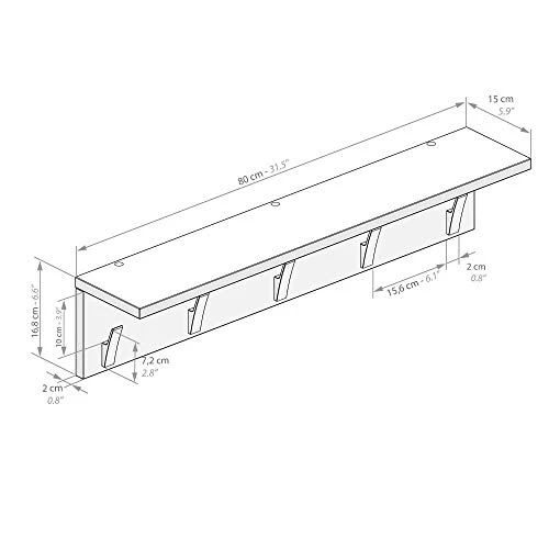 Mobili Fiver, Wall Coat Hanger, Rachele, 31.49 In, Concrete Black, Laminate-Finished/Aluminium, Made In Italy 6 Mobili Fiver, Wall Coat Hanger, Rachele, 31.49 In, Concrete Black, Laminate-Finished/Aluminium, Made In Italy - Image 4