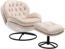 LoLado Velvet Chaise Lounge Indoor Cozy Oversized Swivel Reading Chair With Footrest, Yellow -Amazon Store 411ZDqFv 0S. AC