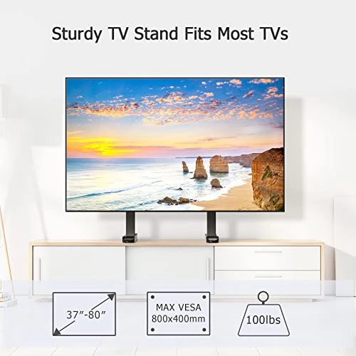 Universal TV Stand, Table Top TV Stand Base Replacement For Most 37 To 80 Inch LCD LED TVs, 4 Height Adjustable TV Legs With Cable Management Hold Up To 100lbs,Max VESA 800x400mm,Black(SG81901) 4 Universal TV Stand, Table Top TV Stand Base Replacement For Most 37 To 80 Inch LCD LED TVs, 4 Height Adjustable TV Legs With Cable Management Hold Up To 100lbs,Max VESA 800x400mm,Black(SG81901) - Image 2