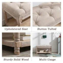 Janoray Farmhouse Storage Bench Wooden Entryway Linen Upholstered Ottoman Button Tufted Bench For Bedroom End Of Bed Hallway Organizer, Beige, 32 Inch 17 Janoray Farmhouse Storage Bench Wooden Entryway Linen Upholstered Ottoman Button Tufted Bench For Bedroom End Of Bed Hallway Organizer, Beige, 32 Inch -Amazon Store 411jWHibAAL