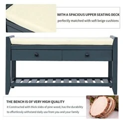 Harper & Bright Designs Storage Bench, Shoe Rack With Cushioned Seat And Drawers, Multipurpose Storage Bench For Entryway, Antique Navy 22 Harper & Bright Designs Storage Bench, Shoe Rack With Cushioned Seat And Drawers, Multipurpose Storage Bench For Entryway, Antique Navy -Amazon Store 411kHtLsw1L