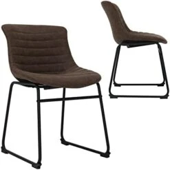 Chairelax Dining Chair Set Of 2, Synthetic Leather Modern Design Bar Chair With Metal Legs For Kitchen Bar Counter Restaurant Dining Room Living Room (Reddish Brown) -Amazon Store 411kkWDw4gL. AC