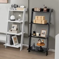 Giantex 4-Tier Wooden Ladder Shelf - Wall Leaning Storage Shelves With Anti-toppling Device, Anti-Falling Baffles, Ladder Bookshelf Organizer For Living Room, Bedroom, Small Place, Black 14 Giantex 4-Tier Wooden Ladder Shelf - Wall Leaning Storage Shelves With Anti-toppling Device, Anti-Falling Baffles, Ladder Bookshelf Organizer For Living Room, Bedroom, Small Place, Black -Amazon Store 411qKH1C0wL