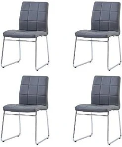 SICOTAS Modern Dining Chairs Set Of 2,Dining Room Chairs With Faux Leather Padded Seat Back In Checkered Pattern And Sled Chrome Legs, Kitchen Side Chairs For Dining Room,Kitchen, Living Room,Gray 30 SICOTAS Modern Dining Chairs Set Of 2,Dining Room Chairs With Faux Leather Padded Seat Back In Checkered Pattern And Sled Chrome Legs, Kitchen Side Chairs For Dining Room,Kitchen, Living Room,Gray -Amazon Store 411s3OzBIxL. AC