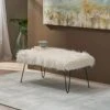 Christopher Knight Home Louise Faux Fur Bench With Hairpin Legs, White And Black Finish -Amazon Store 411sFohRQGL