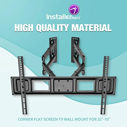 InstallerParts 32"-70" TV Corner Mount – Swivel/Tilt – 20" Dual Extension Arm – Heavy Duty LCD LED TV Monitor Flat Panel Screen, 6ft HDMI Cable 4 InstallerParts 32"-70" TV Corner Mount – Swivel/Tilt – 20" Dual Extension Arm – Heavy Duty LCD LED TV Monitor Flat Panel Screen, 6ft HDMI Cable - Image 2