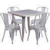 EMMA + OLIVER Commercial 31.5" Square Silver Metal Indoor-Outdoor Table Set-4 Stack Chairs 1 EMMA + OLIVER Commercial 31.5" Square Silver Metal Indoor-Outdoor Table Set-4 Stack Chairs -Amazon Store 411wKPn5bAL