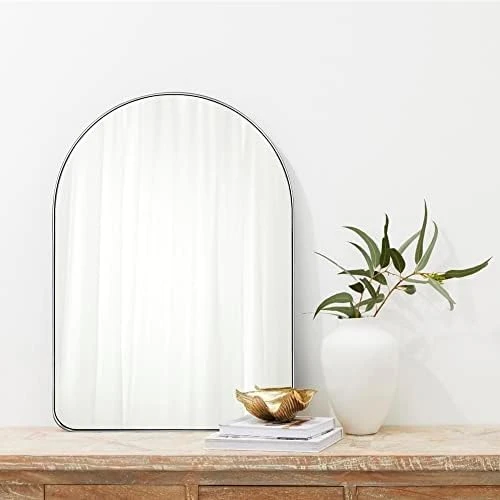TEEBARN Brushed Nickel Arched Mirror 24x36 Wall Mounted Bathroom Mirror With Metal Frame Arched Top Vanity Mirror For Wall Decor Hangs Vertically 10 TEEBARN Brushed Nickel Arched Mirror 24x36 Wall Mounted Bathroom Mirror With Metal Frame Arched Top Vanity Mirror For Wall Decor Hangs Vertically - Image 8