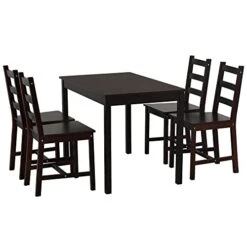 HOMCOM 5 Piece Dining Room Table Set, Wooden Kitchen Table And Chairs For Dinette, Breakfast Nook, Chestnut Brown