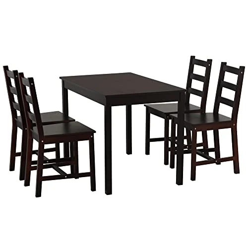 HOMCOM 5 Piece Dining Room Table Set, Wooden Kitchen Table And Chairs For Dinette, Breakfast Nook, Chestnut Brown 3 HOMCOM 5 Piece Dining Room Table Set, Wooden Kitchen Table And Chairs For Dinette, Breakfast Nook, Chestnut Brown