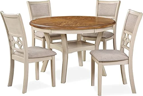 New Classic Furniture Mitchell 5-Piece Dining Set With 1 Table And 4 Chairs, Bisque/Brown 5 New Classic Furniture Mitchell 5-Piece Dining Set With 1 Table And 4 Chairs, Bisque/Brown - Image 3