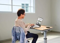 WiseLift Table – 360° Swivel – Up To 45° Tilt – Height Adjustable – Built-in Cup Holder And 3 USB Charging Ports (Wood) -Amazon Store 412CGhegriL