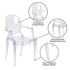 Flash Furniture Ghost Chair With Arms In Transparent Crystal -Amazon Store 412CsNMxHFL