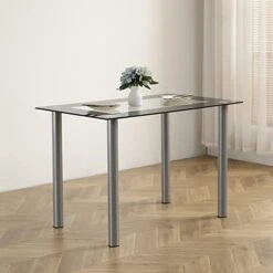 Karl Home Modern Tempered Glass Dining Table, Kitchen & Dining Room Glass Tables With 4 Heavy-Duty Metal Legs, 200lbs Capacity, 43.3" L X 27.6" W X 28.9" H (Glass) 20 Karl Home Modern Tempered Glass Dining Table, Kitchen & Dining Room Glass Tables With 4 Heavy-Duty Metal Legs, 200lbs Capacity, 43.3" L X 27.6" W X 28.9" H (Glass) -Amazon Store 412Cxdqs 8L. AC