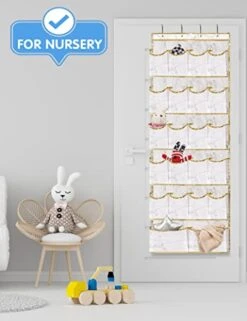 DAMAHOME Over Door Shoe Organizer - 2 Pack Hanging Shoe Rack 22 Large Pockets,Shoe Organizer For Closet,4 Metal Hooks,Shoe Holder Shoe Rack For Door Baby Shoe Organizer Size 67" X 23" (White Marble) -Amazon Store 412JsPIbc0L
