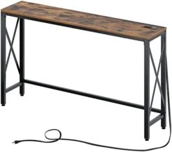 Rolanstar Console Table With 2 Outlets And 2 USB Ports, 39.4” Entryway Table With Metal Frame & X-Shaped Design, Narrow Sofa Table For Living Room And Hallway, Behind Couch Table, For Entryway, Foyer -Amazon Store 412LdPBinlL. AC