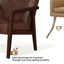 Yaheetech PU Leather Accent Chair, Mid-Century Modern Barrel Chair With Wooden Frame And Soft Thick Padded For Living Room Bedroom Home Office, Set Of 2, Dark Brown 15 Yaheetech PU Leather Accent Chair, Mid-Century Modern Barrel Chair With Wooden Frame And Soft Thick Padded For Living Room Bedroom Home Office, Set Of 2, Dark Brown -Amazon Store 412N8tRfjPL