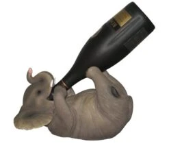 DWK "Playful Elephant Decorative Table Top Wine Bottle Holder | Home Bar Decor | Wine Accessories For A Wine Bar | Kitchen Organization | Great Gifts For Her - 10.5"