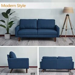 INSTORY Linen Sofa Set Modern Sofa & Loveseat Set 2 Piece Couch Set With Wooden Legs For Living Room, Office, Bedroom - Dark Blue 20 INSTORY Linen Sofa Set Modern Sofa & Loveseat Set 2 Piece Couch Set With Wooden Legs For Living Room, Office, Bedroom - Dark Blue -Amazon Store 412X3mDBFcL