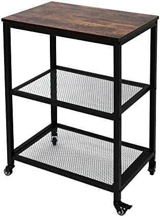 AZL1 Life Concept Rack Utility Microwave Oven Stand Workstation Shelf, 23.7inch Movable 3 Tier Kitchen Cart,Light Walnut 10 AZL1 Life Concept Rack Utility Microwave Oven Stand Workstation Shelf, 23.7inch Movable 3 Tier Kitchen Cart,Light Walnut - Image 8