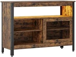 Bestier Buffet Cabinet With LED Lights, Coffee Bar Table With Adjustable Shelves And Sliding Door, Wood Sideboard Storage Cabinet For Living Room, Dining Room, Kitchen, Entryway (Rustic Brown) -Amazon Store 412ZVet2mgL. AC