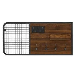 Walker Edison Hattie Industrial Metal Mesh And Wood Wall Organizer With Hooks, 42 Inch, Dark Walnut 12 Walker Edison Hattie Industrial Metal Mesh And Wood Wall Organizer With Hooks, 42 Inch, Dark Walnut -Amazon Store 412cpdoknoL